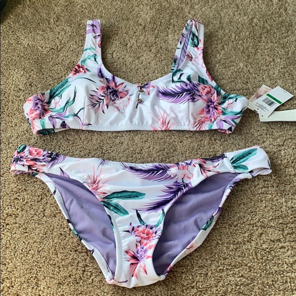 Jessica Simpson floral white bikini